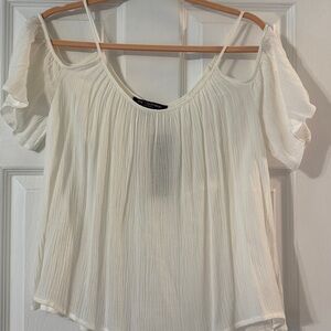 One Clothing Ivory Cold Shoulder Top